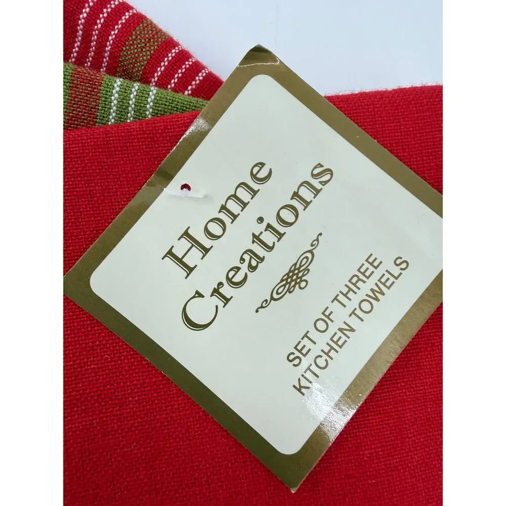 Home Creations Christmas Kitchen Towels Plaid Tree Holiday Decor Set Of 3